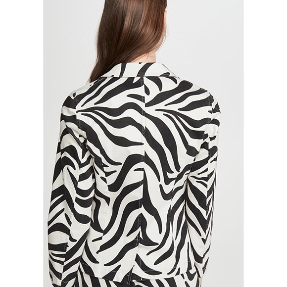 NILI Lotan Zebra Print White & Black Addison Blazer Cotton Blend 0 - Picture 3 of 9